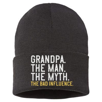 FatherS Day Gift Grandpa The Man The Myth The Bad Influence Sustainable Knit Beanie