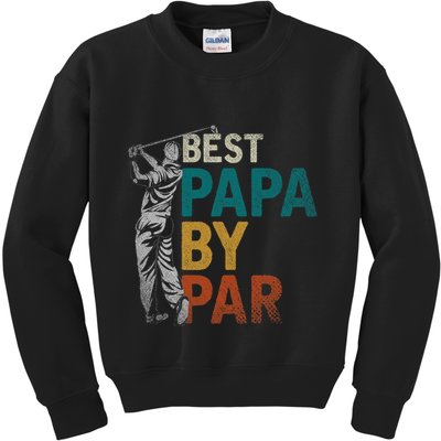 Fathers Day Golfer Dad Golfing Best Papa By Par Funny Golf Kids Sweatshirt