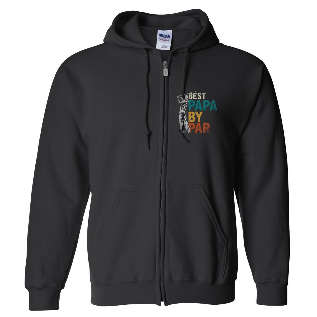Fathers Day Golfer Dad Golfing Best Papa By Par Funny Golf Full Zip Hoodie