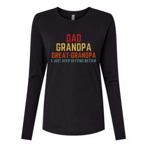 Fathers Day Gift From Grandkids Dad Grandpa Great Womens Cotton Relaxed Long Sleeve T-Shirt