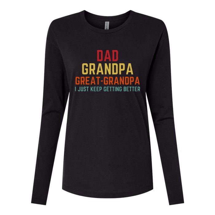 Fathers Day Gift From Grandkids Dad Grandpa Great Womens Cotton Relaxed Long Sleeve T-Shirt