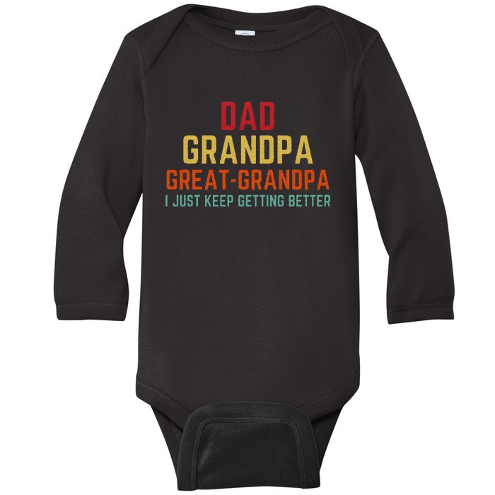 Fathers Day Gift From Grandkids Dad Grandpa Great Baby Long Sleeve Bodysuit