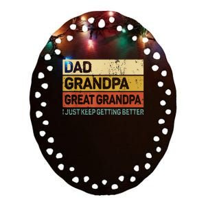 Fathers Day Gift From Grandkids Dad Grandpa Great GrandpaGrandpa Ceramic Oval Ornament