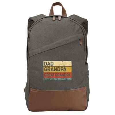 Fathers Day Gift From Grandkids Dad Grandpa Great GrandpaGrandpa Cotton Canvas Backpack