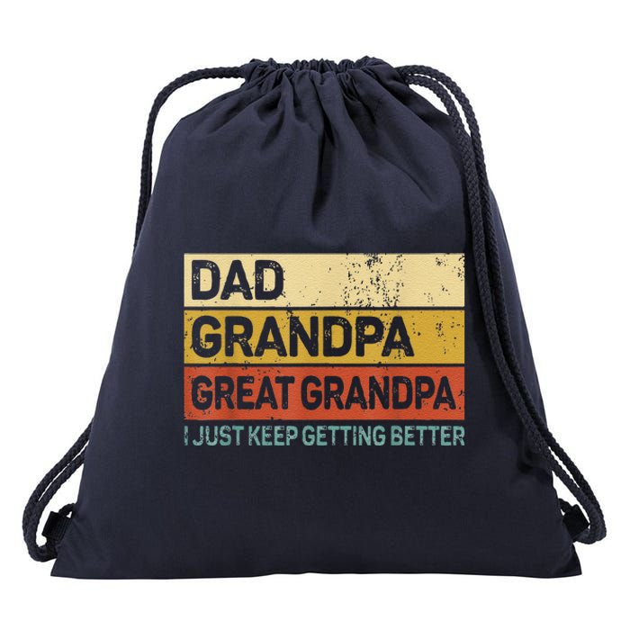 Fathers Day Gift From Grandkids Dad Grandpa Great GrandpaGrandpa Drawstring Bag