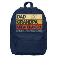 Fathers Day Gift From Grandkids Dad Grandpa Great GrandpaGrandpa 16 in Basic Backpack