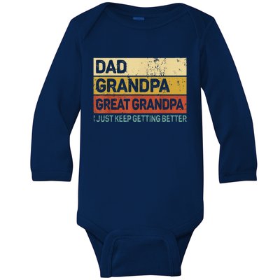 Fathers Day Gift From Grandkids Dad Grandpa Great GrandpaGrandpa Baby Long Sleeve Bodysuit