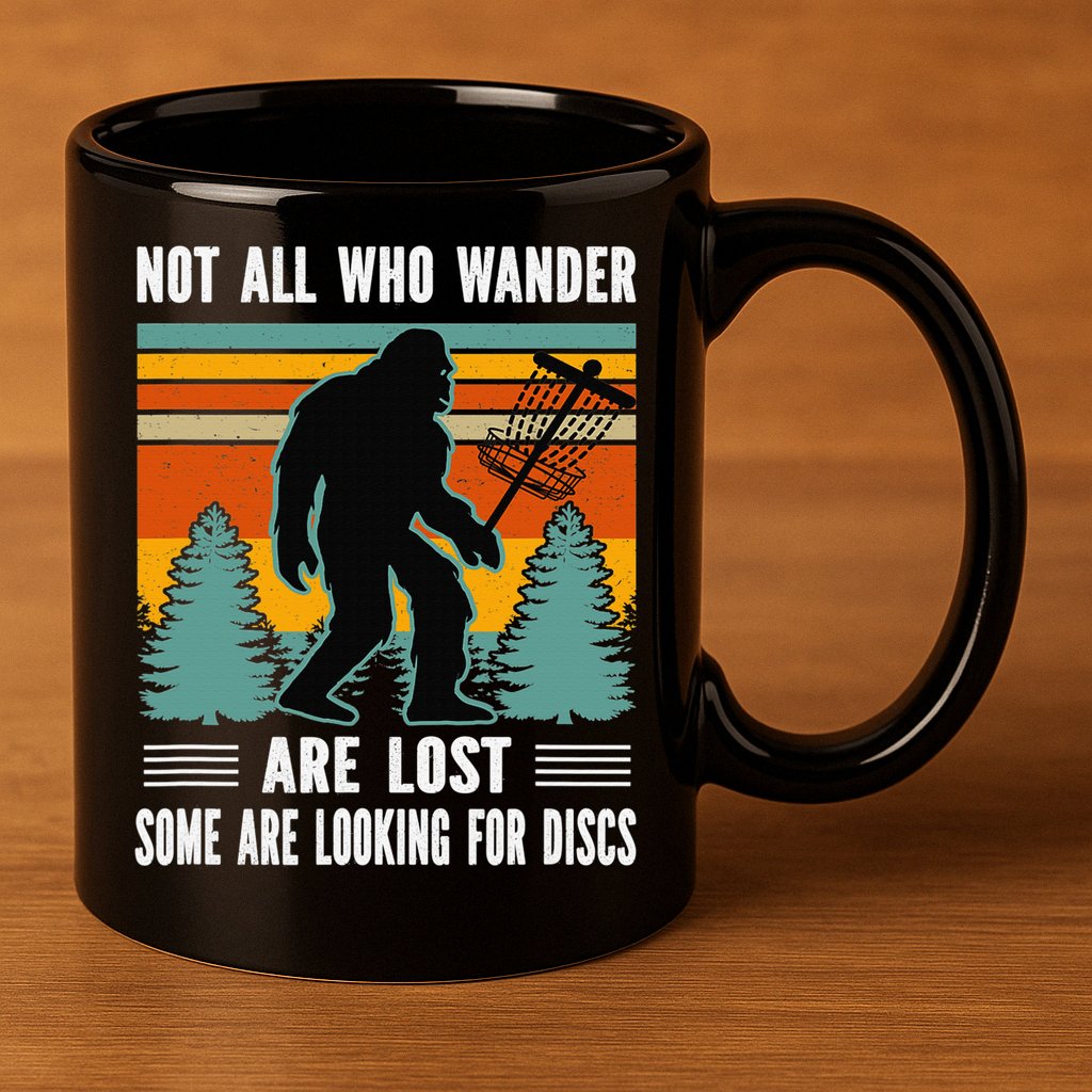 Frisbee Disc Golfing Funny Bigfoot Looking For Discs 11oz C Handle Ceramic Mug