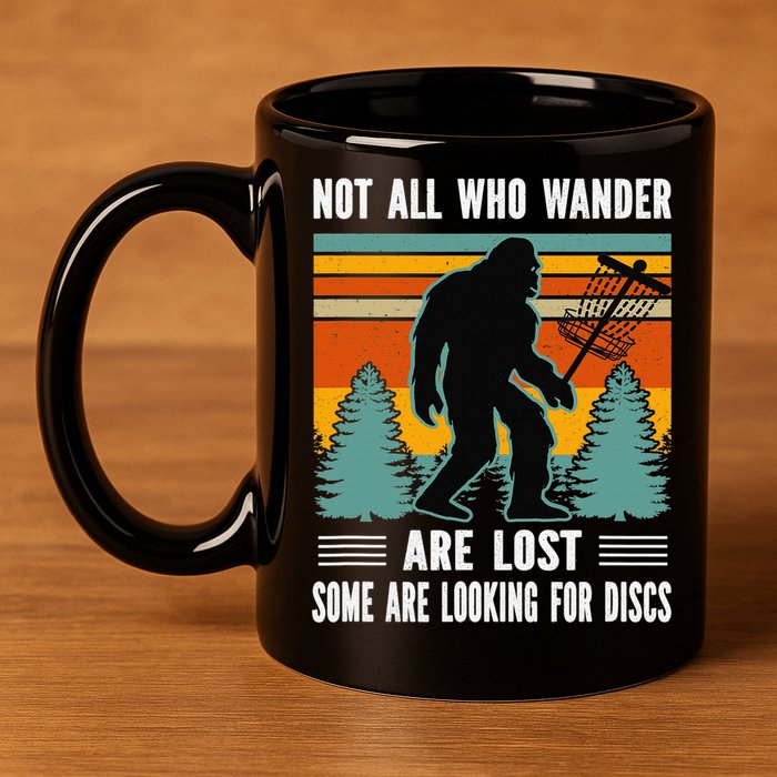 Frisbee Disc Golfing Funny Bigfoot Looking For Discs 11oz C Handle Ceramic Mug