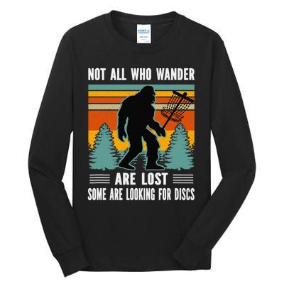 Frisbee Disc Golfing Funny Bigfoot Looking For Discs Tall Long Sleeve T-Shirt