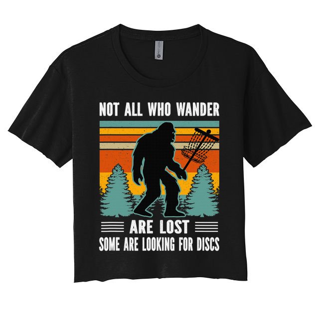 Frisbee Disc Golfing Funny Bigfoot Looking For Discs Crop Top