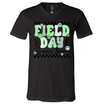 Field Day Green Team Color Field Trip Team Game Competition V-Neck T-Shirt