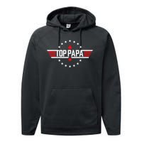 Fathers Day Gift Papa Gift From Grandkids Son Daughter Performance Fleece Hoodie