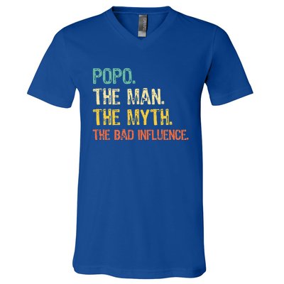 Father's Day Gift Pop The Man The Myth The Bad Influence V-Neck T-Shirt