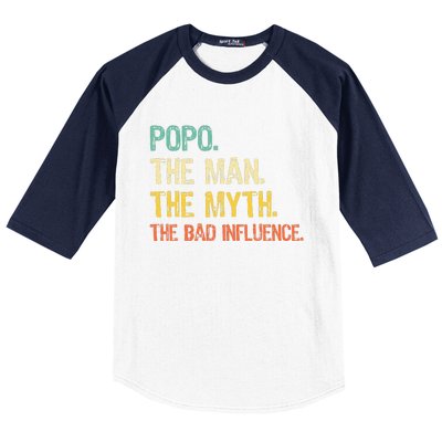 Father's Day Gift Pop The Man The Myth The Bad Influence Baseball Sleeve Shirt