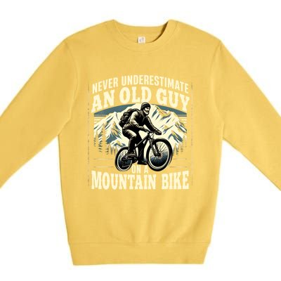 FatherS Day Gift Mountain Bike Bicycle Lovers Gift For Dad Gift Premium Crewneck Sweatshirt