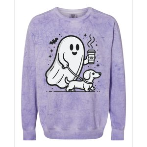 Funny Dachshund Ghost Halloween Spooky Season Weenie Dog Gift Colorblast Crewneck Sweatshirt