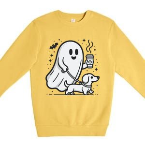 Funny Dachshund Ghost Halloween Spooky Season Weenie Dog Gift Premium Crewneck Sweatshirt