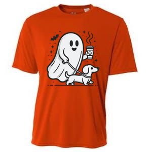 Funny Dachshund Ghost Halloween Spooky Season Weenie Dog Gift Cooling Performance Crew T-Shirt