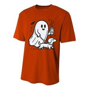 Funny Dachshund Ghost Halloween Spooky Season Weenie Dog Gift Performance Sprint T-Shirt