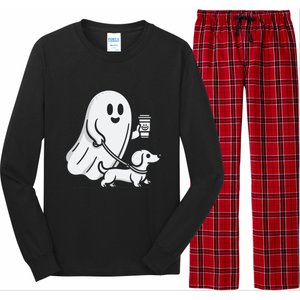 Funny Dachshund Ghost Halloween Spooky Season Weenie Dog Gift Long Sleeve Pajama Set