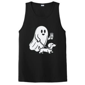 Funny Dachshund Ghost Halloween Spooky Season Weenie Dog Gift PosiCharge Competitor Tank