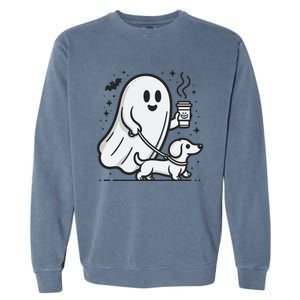 Funny Dachshund Ghost Halloween Spooky Season Weenie Dog Gift Garment-Dyed Sweatshirt