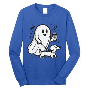 Funny Dachshund Ghost Halloween Spooky Season Weenie Dog Gift Long Sleeve Shirt