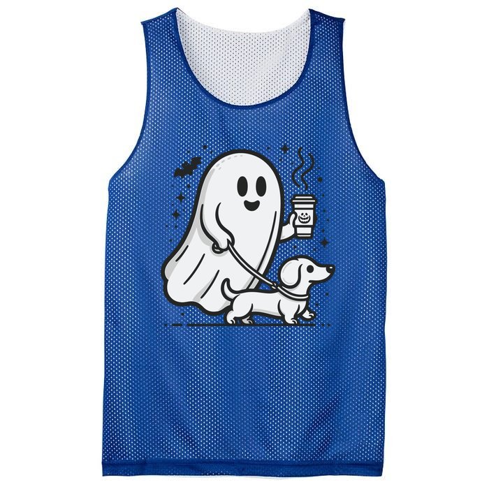 Funny Dachshund Ghost Halloween Spooky Season Weenie Dog Gift Mesh Reversible Basketball Jersey Tank