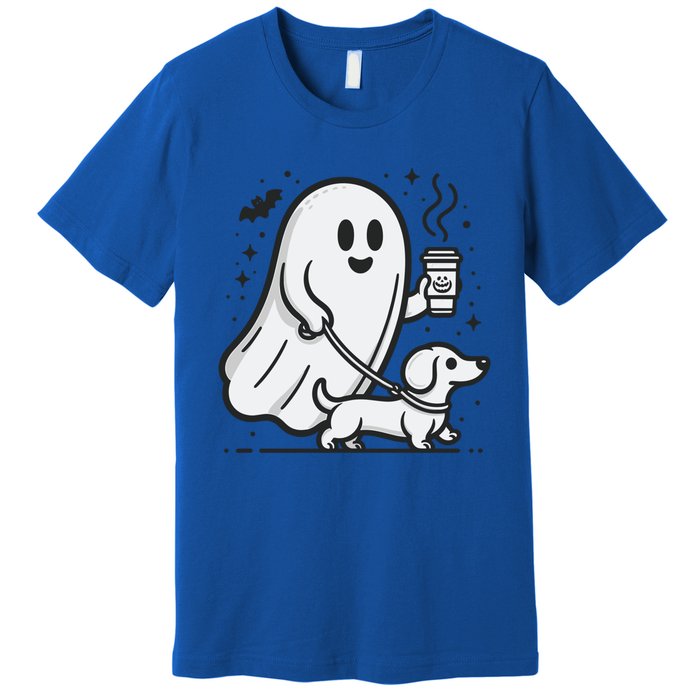 Funny Dachshund Ghost Halloween Spooky Season Weenie Dog Gift Premium T-Shirt