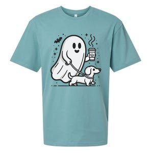 Funny Dachshund Ghost Halloween Spooky Season Weenie Dog Gift Sueded Cloud Jersey T-Shirt