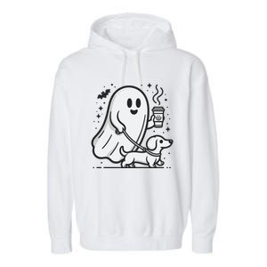 Funny Dachshund Ghost Halloween Spooky Season Weenie Dog Gift Garment-Dyed Fleece Hoodie