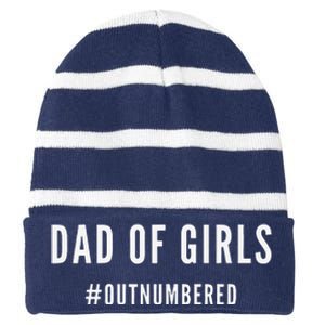 Fathers Day Gift For Daughter Wife Dad Of Outnumbered Striped Beanie with Solid Band