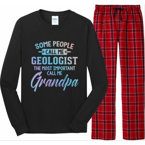 Fathers Day Gift Geologist Grandpa Gift Long Sleeve Pajama Set