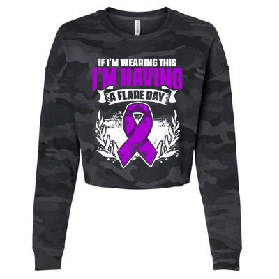 Flare Day Gift Fibro Survivor Warrior Fibromyalgia Awareness Gift Cropped Pullover Crew