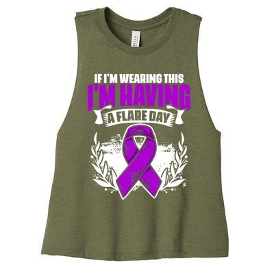 Flare Day Gift Fibro Survivor Warrior Fibromyalgia Awareness Gift Women's Racerback Cropped Tank