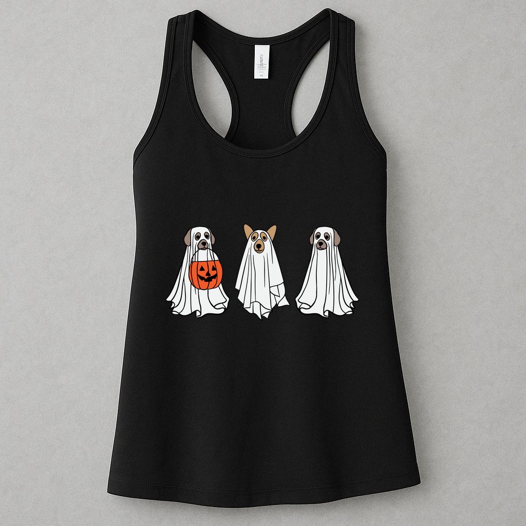 Funny Dog Ghosts Halloween Costume Womens Tank Top