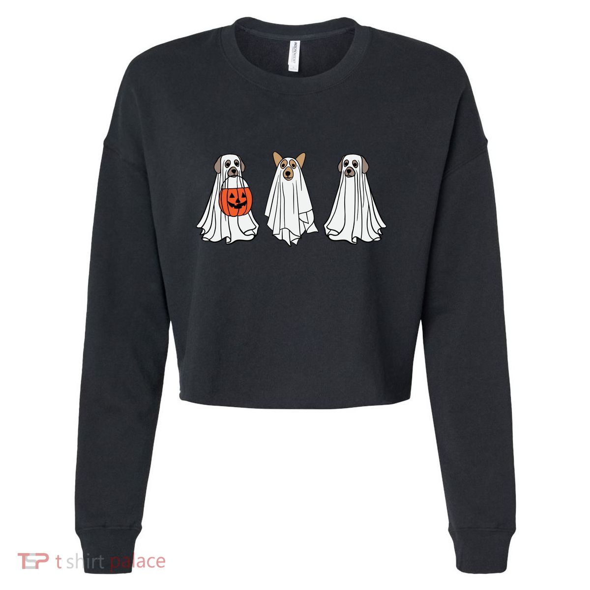 Funny Dog Ghosts Halloween Costume Cropped Pullover Crew