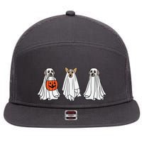 Funny Dog Ghosts Halloween Costume 7 Panel Mesh Trucker Snapback Hat