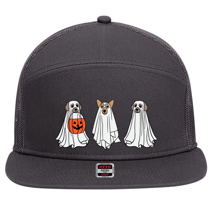 Funny Dog Ghosts Halloween Costume 7 Panel Mesh Trucker Snapback Hat