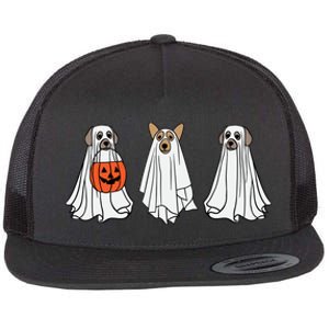 Funny Dog Ghosts Halloween Costume Flat Bill Trucker Hat