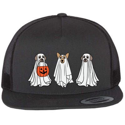 Funny Dog Ghosts Halloween Costume Flatbill Hat