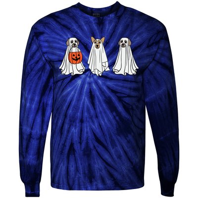 Funny Dog Ghosts Halloween Costume Tie-Dye Long Sleeve Shirt