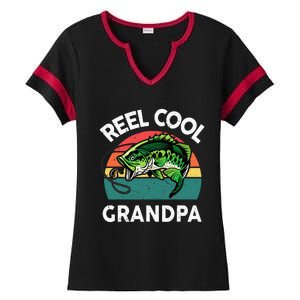 Fathers Day Gift Reel Cool Grandpa Dad Papa PopPop Fishing Ladies Halftime Notch Neck Tee