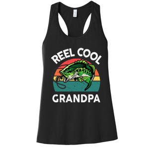 Fathers Day Gift Reel Cool Grandpa Dad Papa PopPop Fishing Women's Racerback Tank