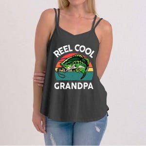 Fathers Day Gift Reel Cool Grandpa Dad Papa PopPop Fishing Women's Strappy Tank