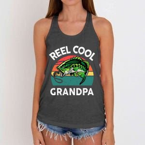 Fathers Day Gift Reel Cool Grandpa Dad Papa PopPop Fishing Women's Knotted Racerback Tank