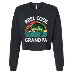 Fathers Day Gift Reel Cool Grandpa Dad Papa PopPop Fishing Cropped Pullover Crew