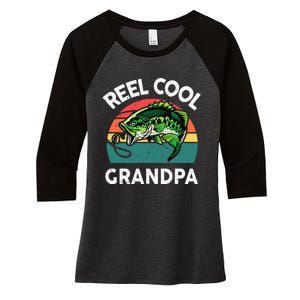 Fathers Day Gift Reel Cool Grandpa Dad Papa PopPop Fishing Women's Tri-Blend 3/4-Sleeve Raglan Shirt