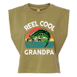 Fathers Day Gift Reel Cool Grandpa Dad Papa PopPop Fishing Garment-Dyed Women's Muscle Tee